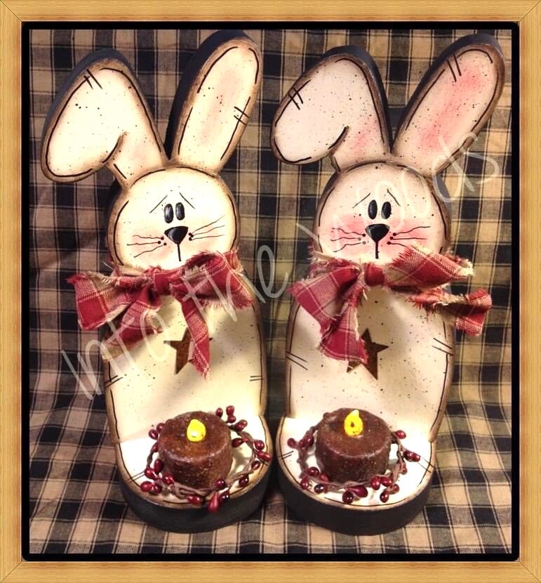 Personalized Bunny Tea Light Holder: Rustic Spring Decor