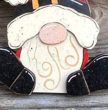 Personalized Santa Gnome: Hand Cut Wooden Winter Decor