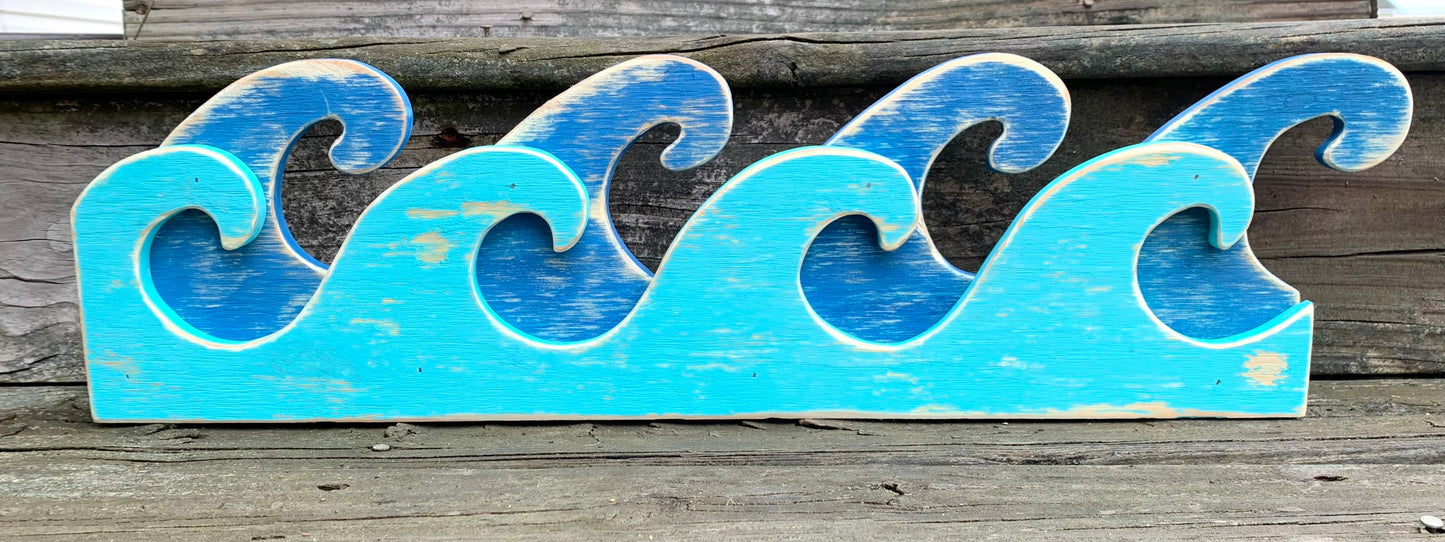 Upcycled Wood Wave Towel Holder: Distressed Beach Rack