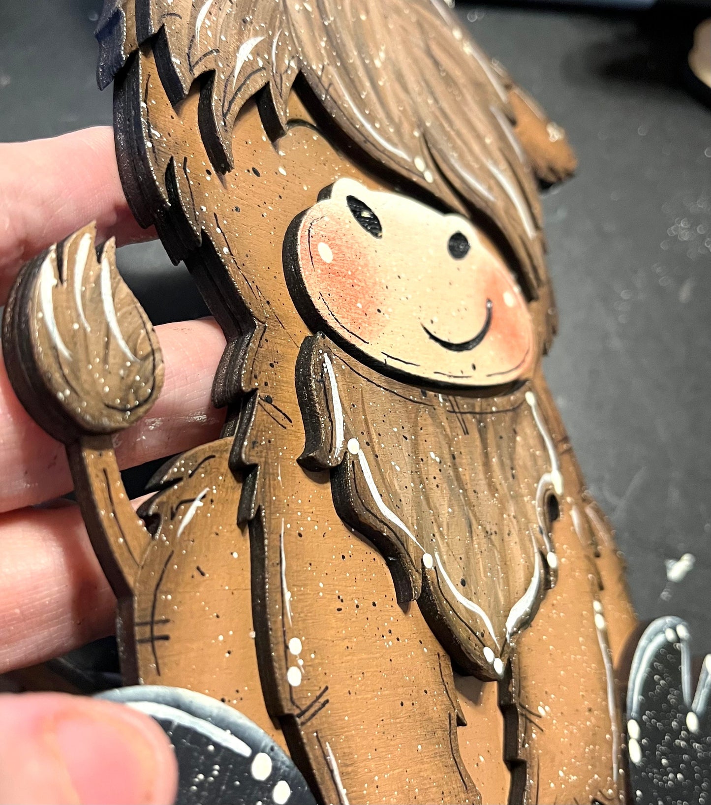 Wooden Cow Decor: Personalized Farmhouse Table Sitter