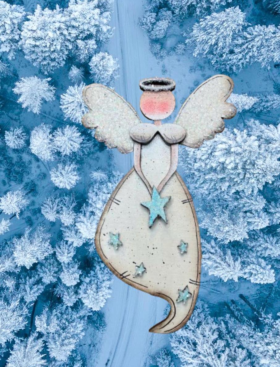 Personalized Angel Ornament: Glittered Wings, Holiday Decor (Magnet Option)