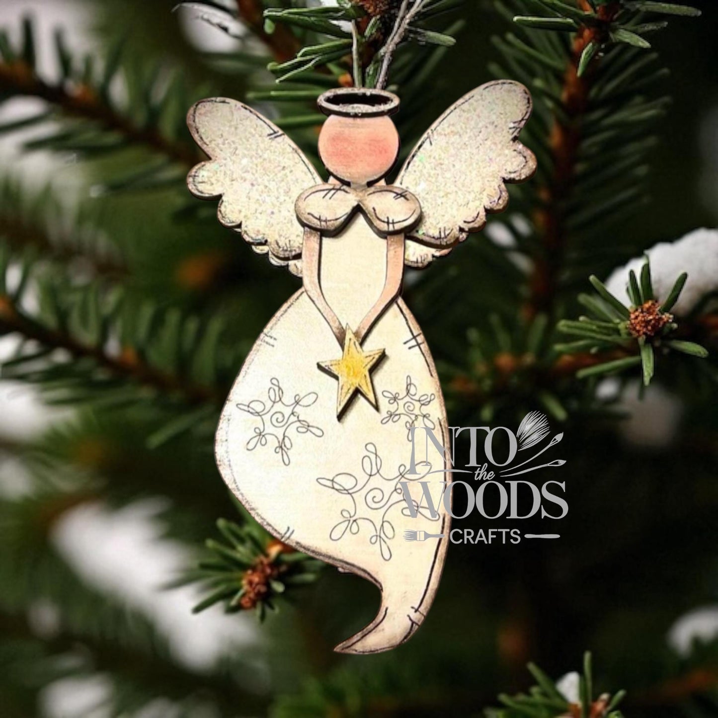 Personalized Angel Ornament: Glittered Wings, Holiday Decor