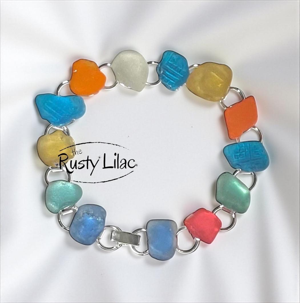Genuine Sea Glass Bracelet: Sterling Silver Beach Jewelry