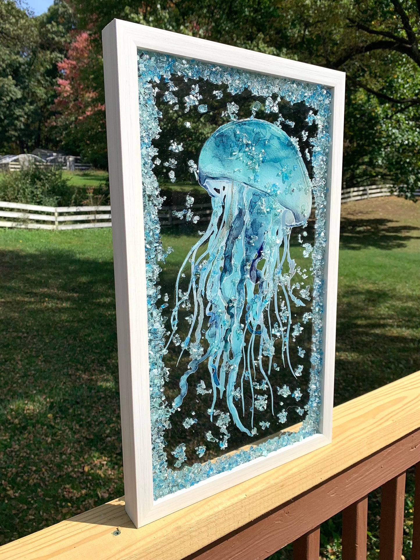 Jellyfish Crushed Glass Window
