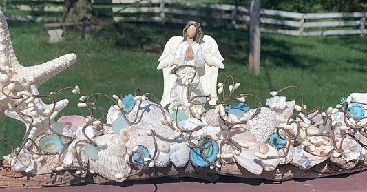 Seashell Decor, Driftwood, Table Sitter, Outer Banks, Rustic Home, Gifts for Her, Centerpiece, Beach Wedding, Nautical, Starfish, Angel