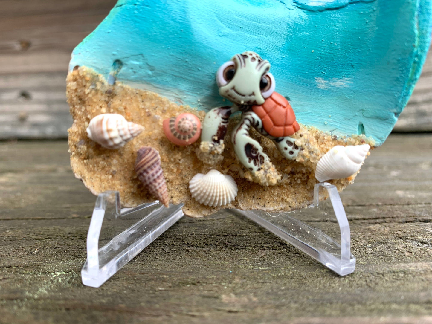 Sea Turtle, Shelf Table Sitter, Oyster Shell, Nautical Decor, Gifts for Her, Personalized, Beach Remembrance, Turtle Lover