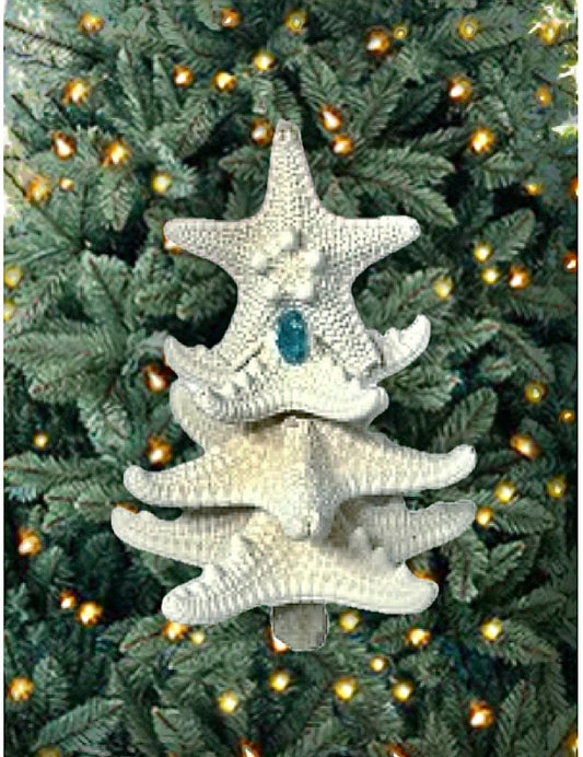 Starfish Christmas Tree Ornament: Rustic Beach Decor with Driftwood
