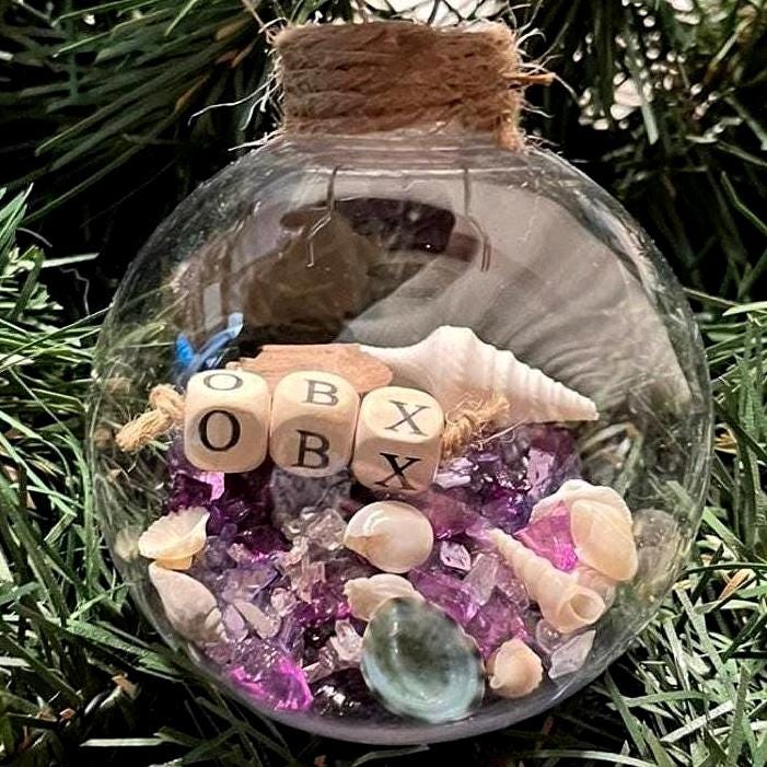 Beach Christmas Ornament: OBX Nautical Decor, Shells & Glass