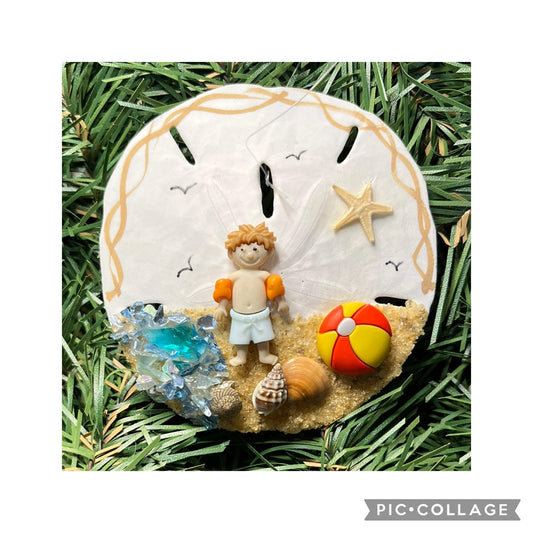 Boy Sand Dollar Ornament or Table Sitter