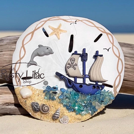 Personalized Pirate Sand Dollar Ornament: Nautical Decor, Beach Remembrance