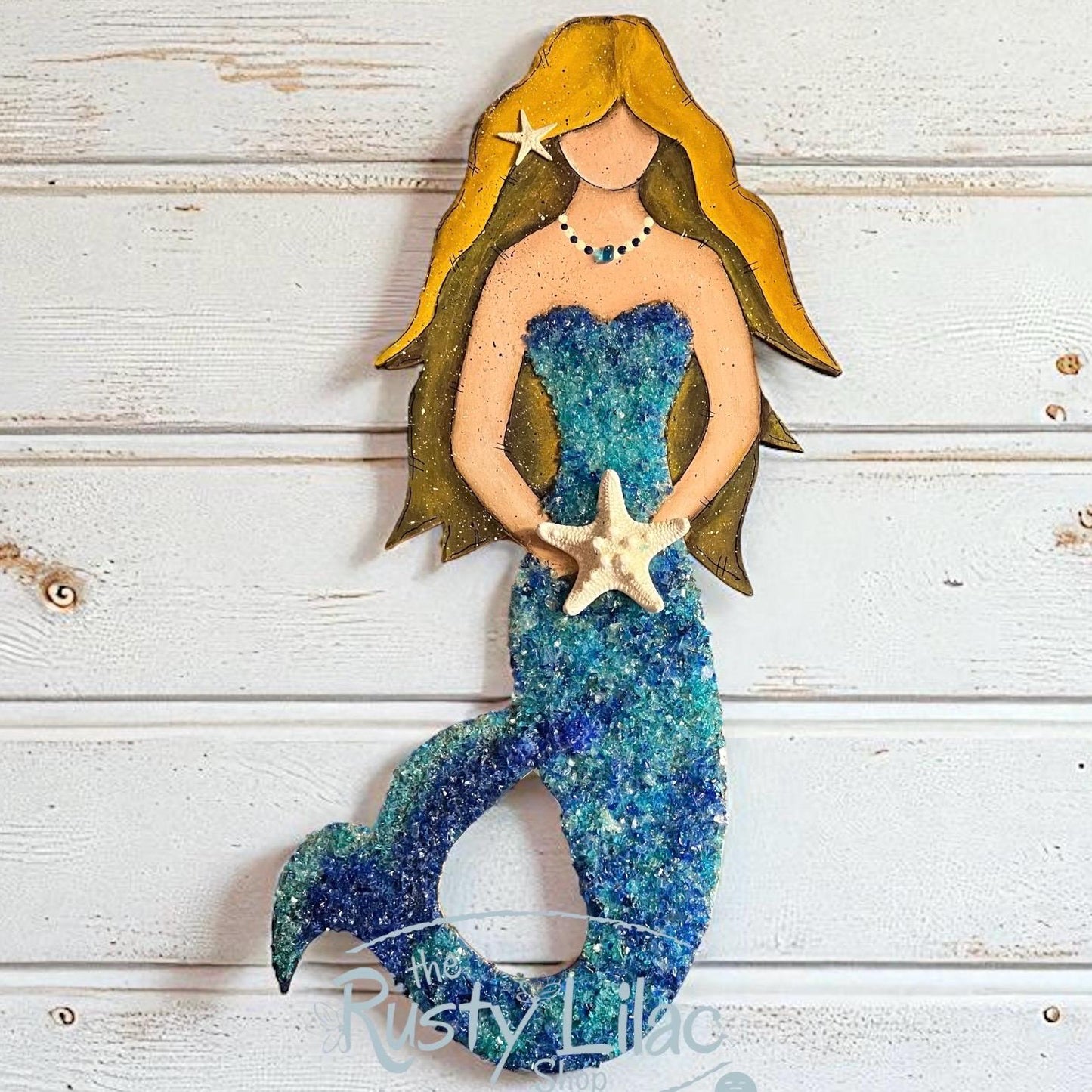 Crushed Glass Mermaid Wall Art