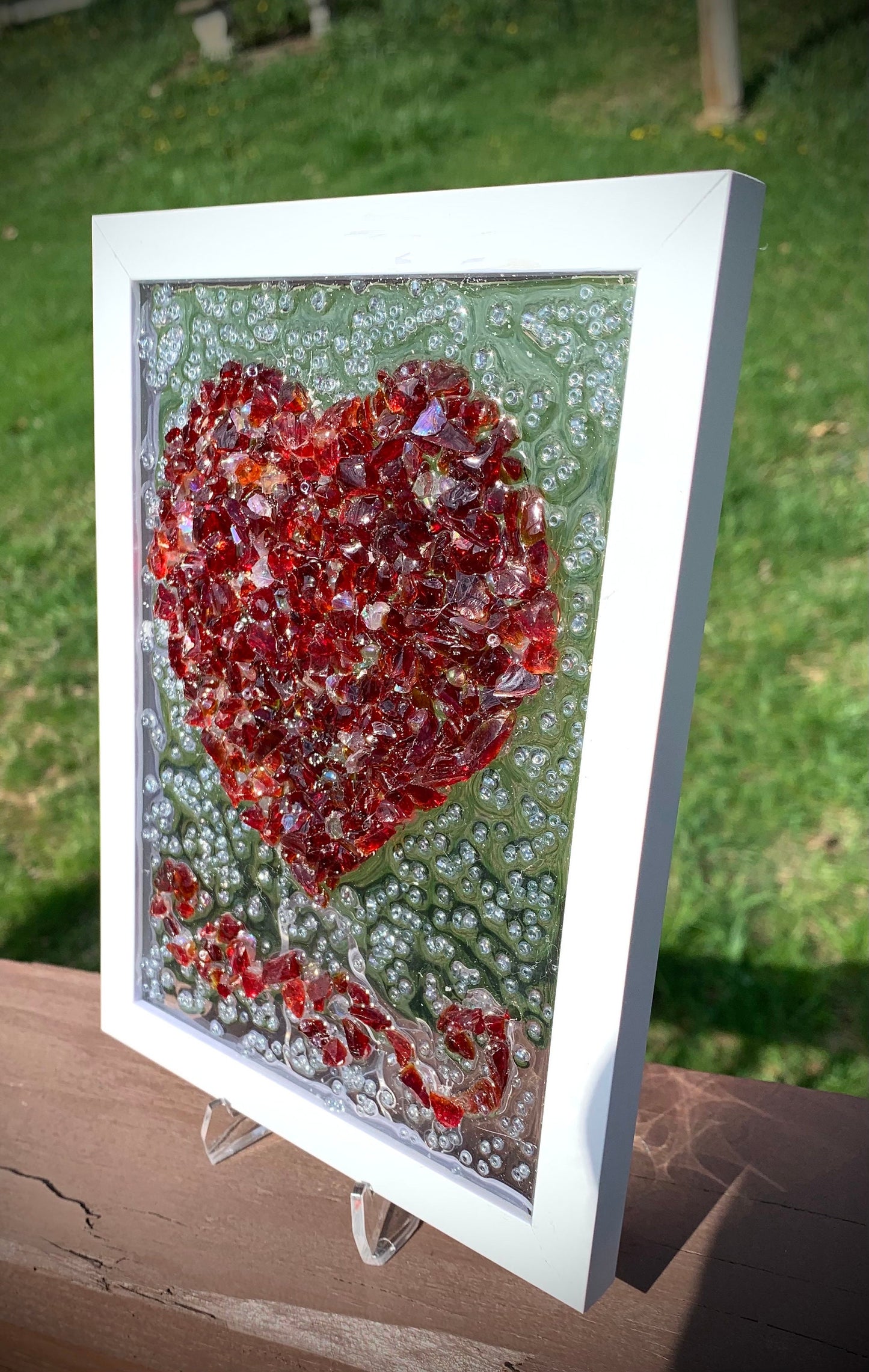 Crushed Glass Red Heart Frame