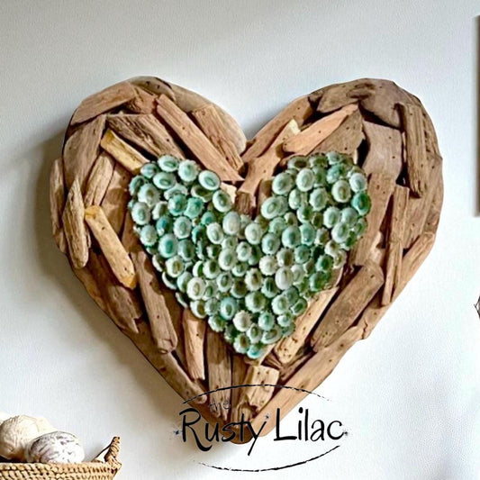 Driftwood Heart Wall Decor with Limpets
