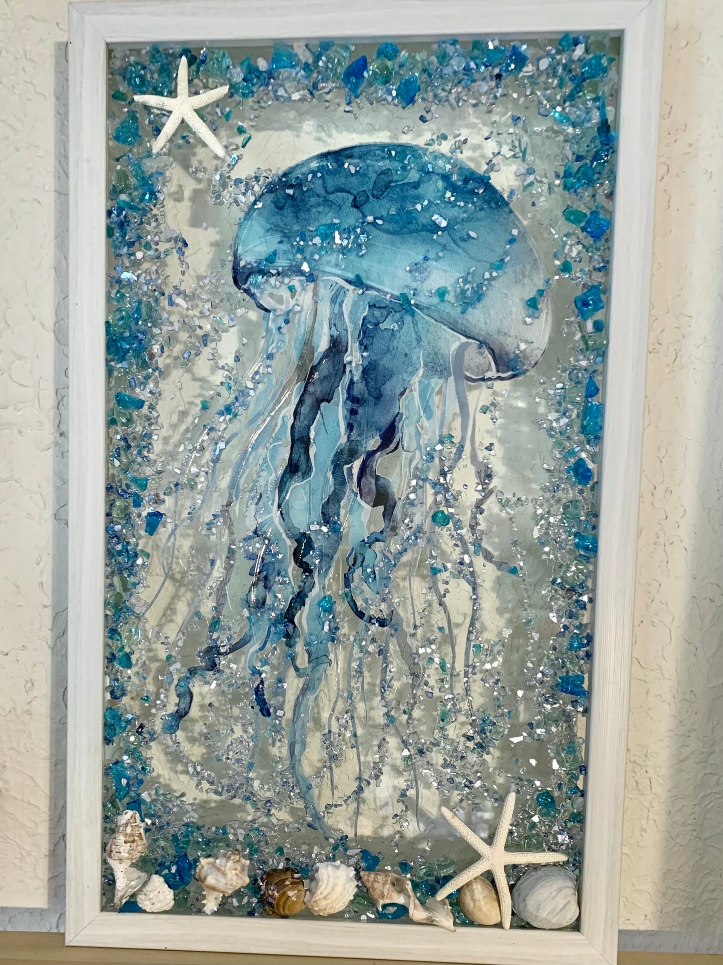 Jellyfish Crushed Glass Window