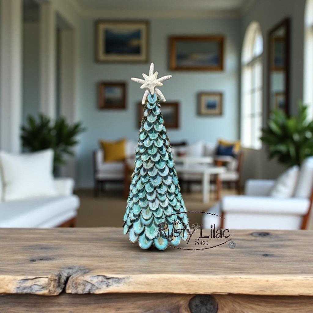 Handcrafted Blue Limpet Seashell Tree: Coastal Decor