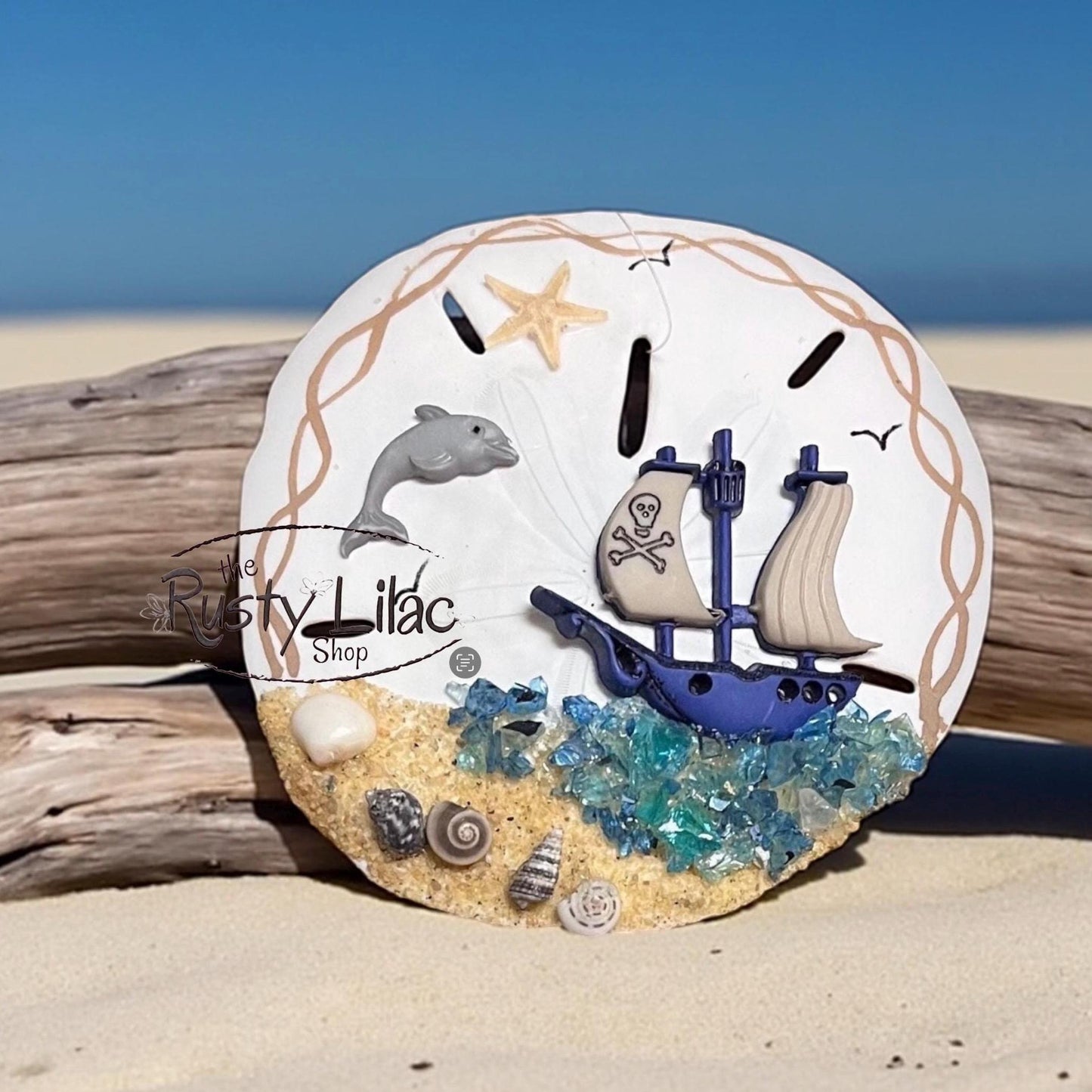 Personalized Pirate Sand Dollar Ornament: Nautical Decor, Beach Remembrance