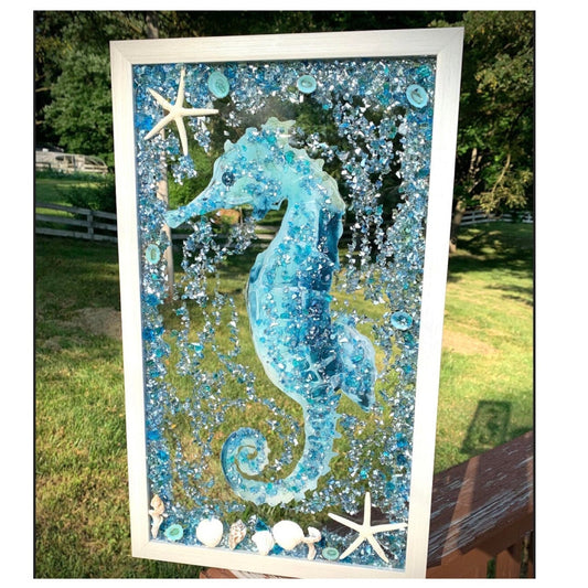 Seahorse Crushed Glass Window Frame