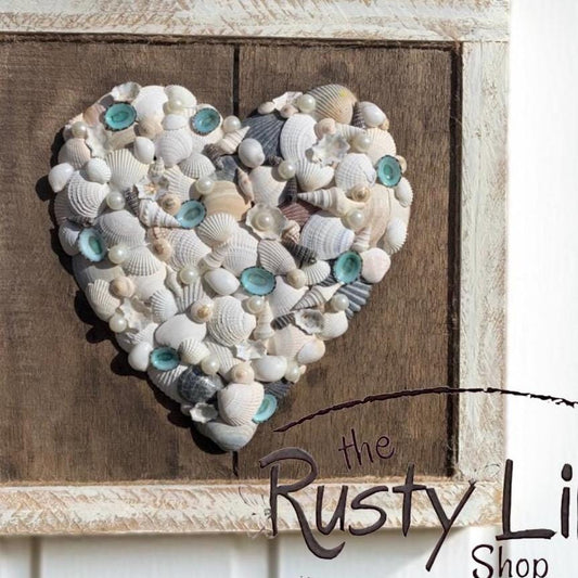 Seashell Heart Wall Art: Rustic Coastal Decor, Outer Banks Shells