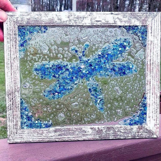 Crushed Glass Dragonfly Suncatcher: Rustic Nautical Wall Art