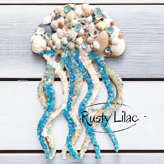 Blinged Out Jellyfish Decor: Outer Banks Shell Art, Quartz & Fluorite