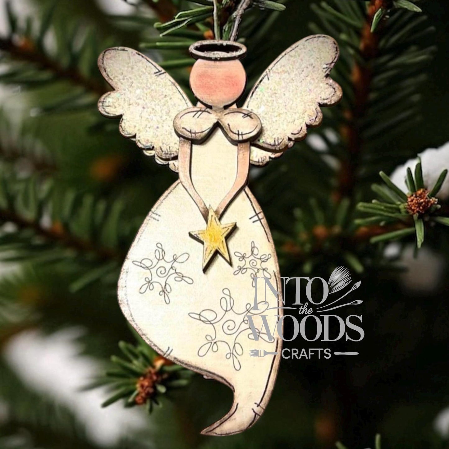 Personalized Angel Ornament: Glittered Wings, Holiday Decor