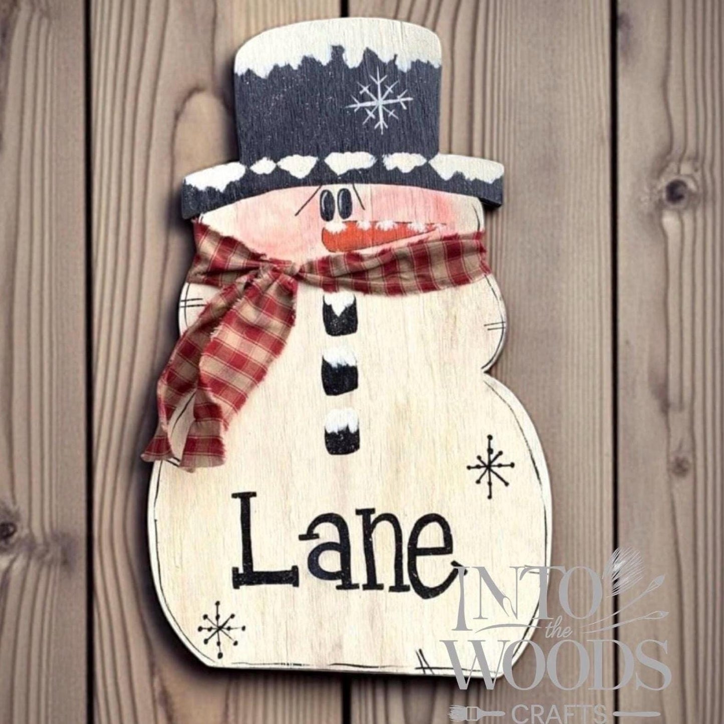 Personalized Wooden Snowman Wall Hanger: Winter Decor