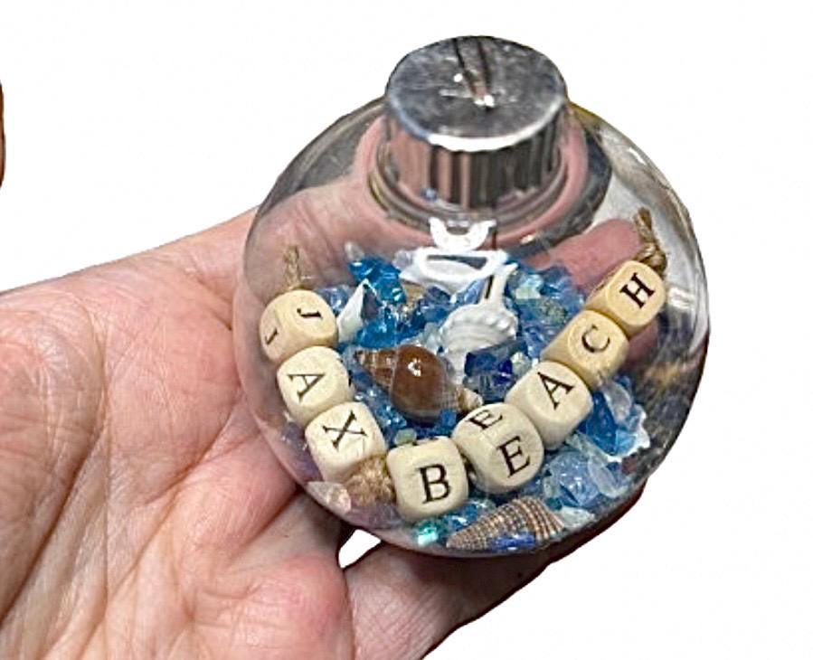 Beach Christmas Ornament: OBX Nautical Decor, Shells & Glass
