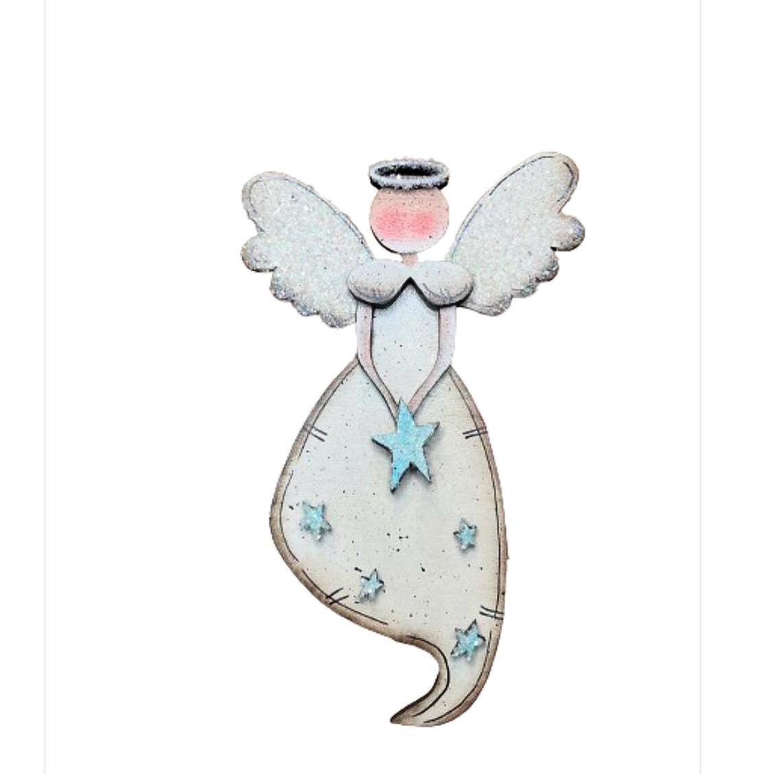 Personalized Angel Ornament: Glittered Wings, Holiday Decor (Magnet Option)