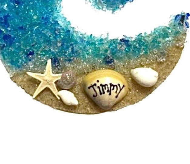 Beach Wave Suncatcher: Starfish & Seashell Ornament - Free Stand