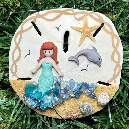 Personalized Mermaid Sand Dollar Ornament: Beach Decor, Nautical Gift