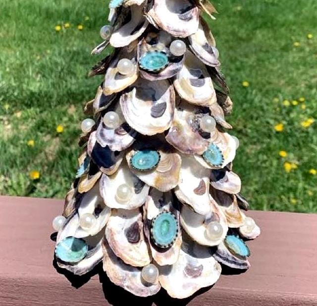 Medium Oyster Shell Tree with Blue Limpets
