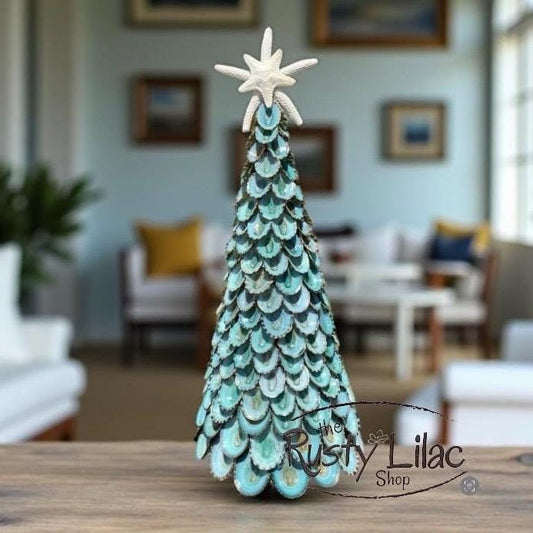 Handcrafted Blue Limpet Seashell Tree: Coastal Decor