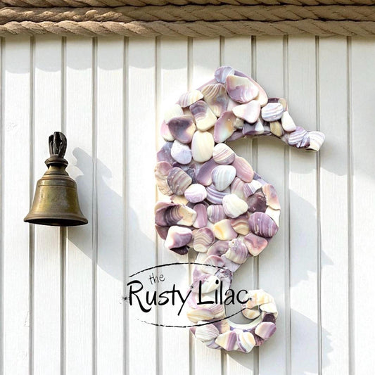 Wampum, Seashell Decor, Seahorse Art, Outer Banks, Rustic Home, Gifts for Her, Wall Art, Beach Wedding