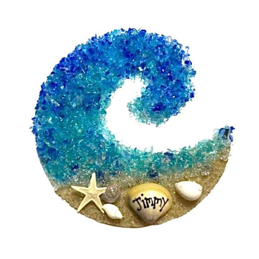 Beach Wave Suncatcher: Starfish & Seashell Ornament - Free Stand