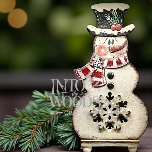 Personalized Wooden Snowman Votive Holder: Winter Holiday Decor