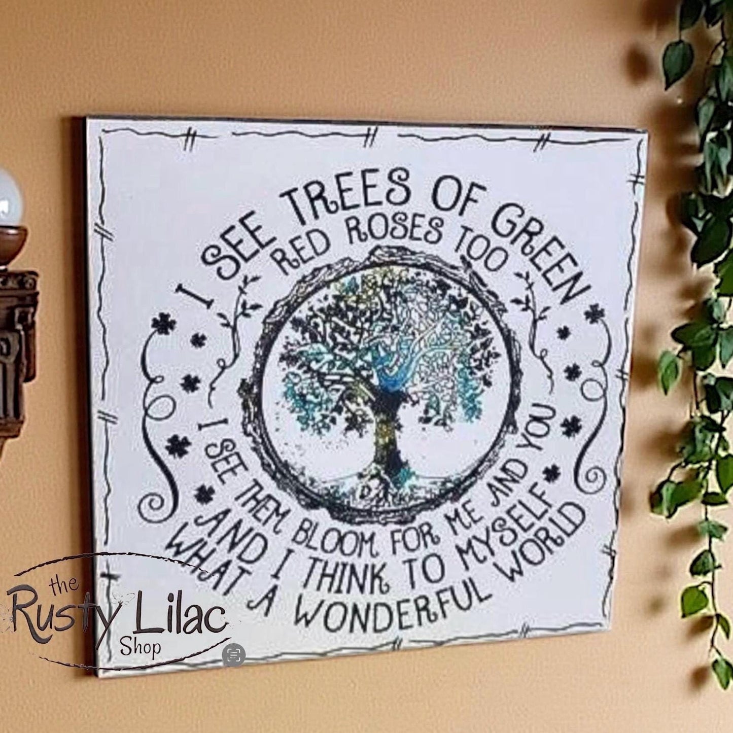 Inspirational Art, Wonderful World, Wall Art, Gift for Her, Gift for Family, Christmas Present