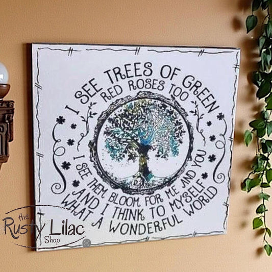 Inspirational Art, Wonderful World, Wall Art, Gift for Her, Gift for Family, Christmas Present