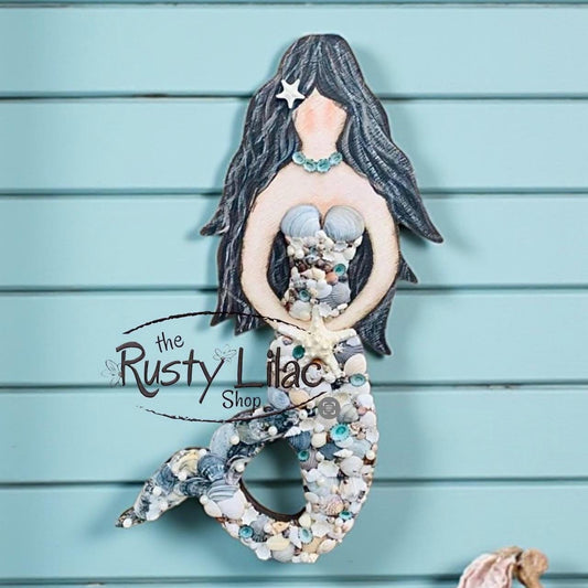 Seashell Mermaid Wall Art: Coastal Beach House Decor