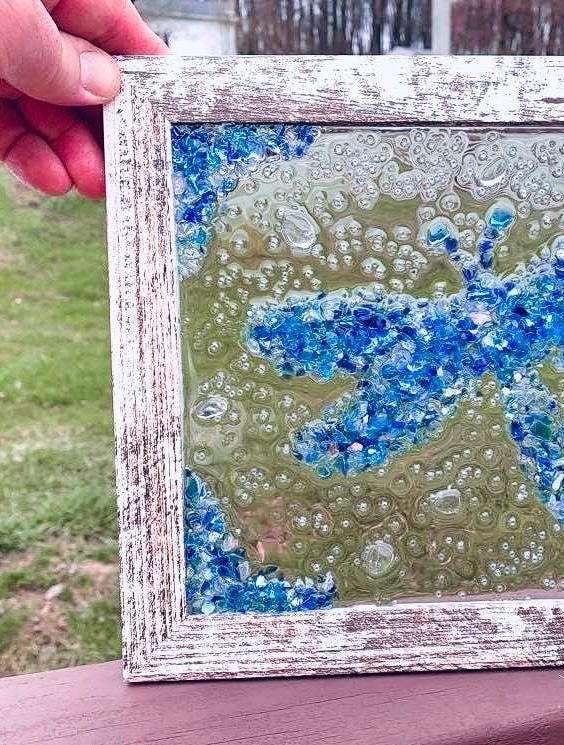 Crushed Glass Dragonfly Suncatcher: Rustic Nautical Wall Art