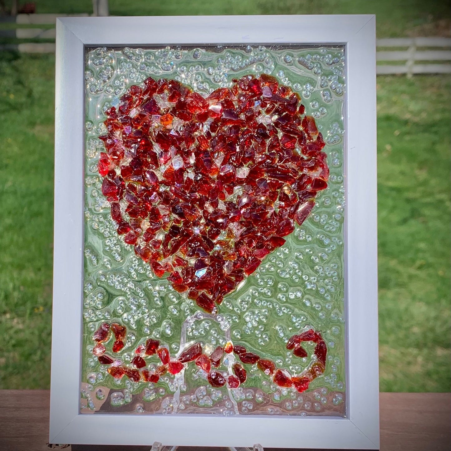 Crushed Glass Red Heart Frame