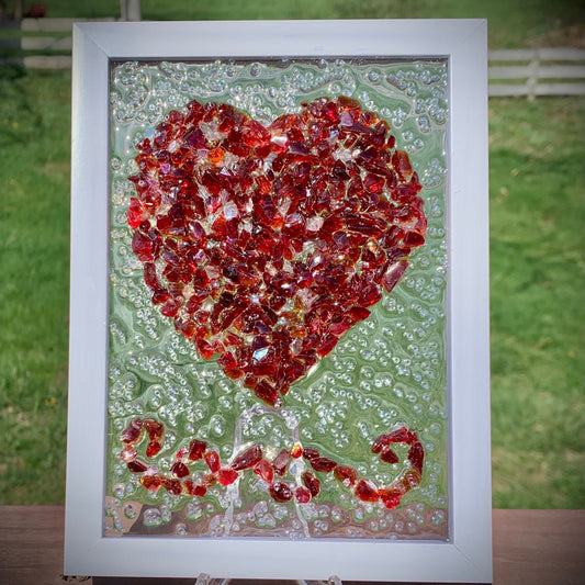Crushed Glass Red Heart Frame