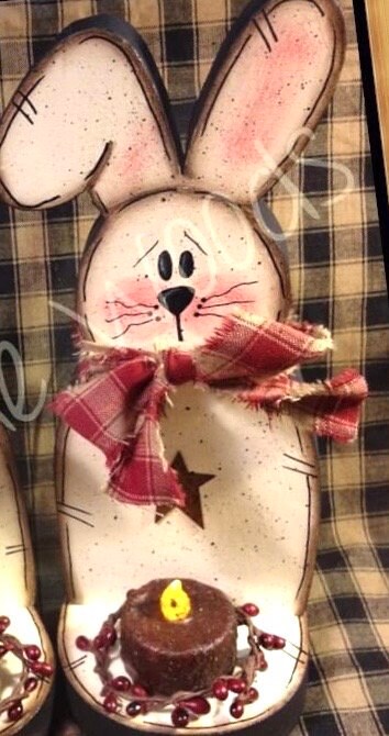 Personalized Bunny Tea Light Holder: Rustic Spring Decor