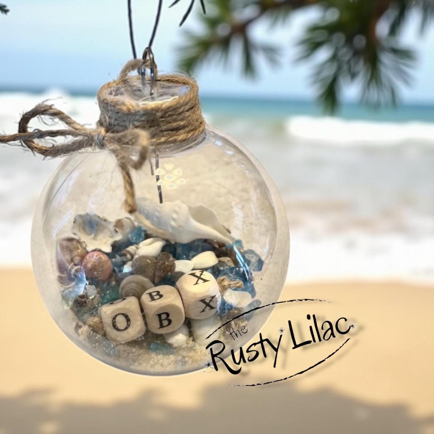 Beach Christmas Ornament: OBX Nautical Decor, Shells & Glass