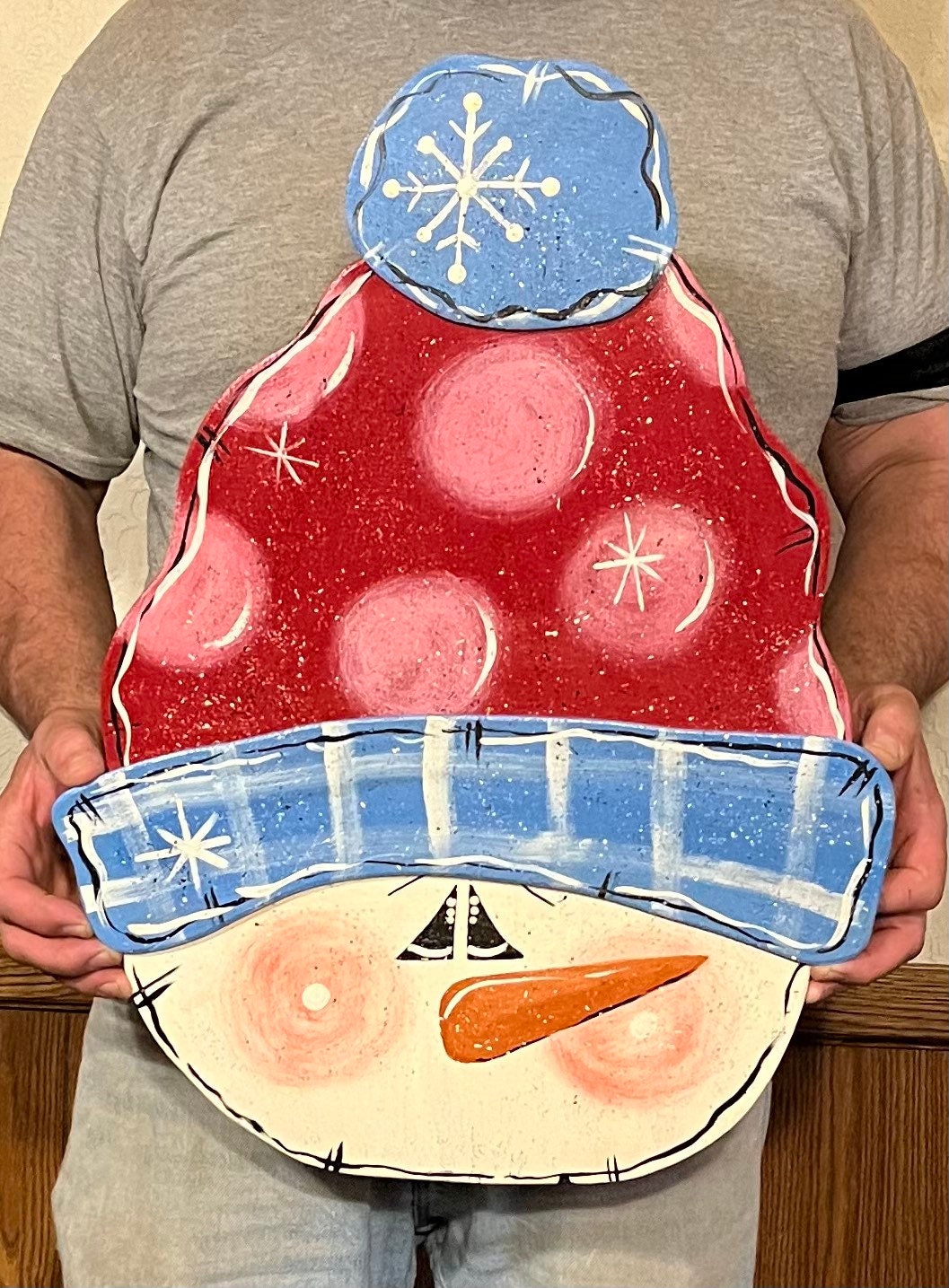 Personalized Snowman Door Hanger: Winter Christmas Decor