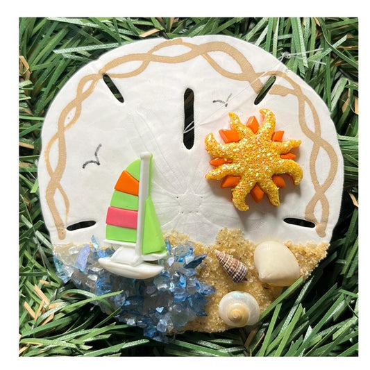 Sailboat Sand Dollar Ornament or Table Sitter