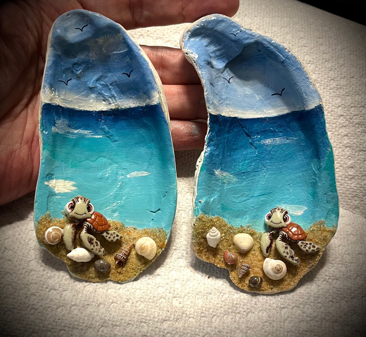 Sea Turtle, Shelf Table Sitter, Oyster Shell, Nautical Decor, Gifts for Her, Personalized, Beach Remembrance, Turtle Lover