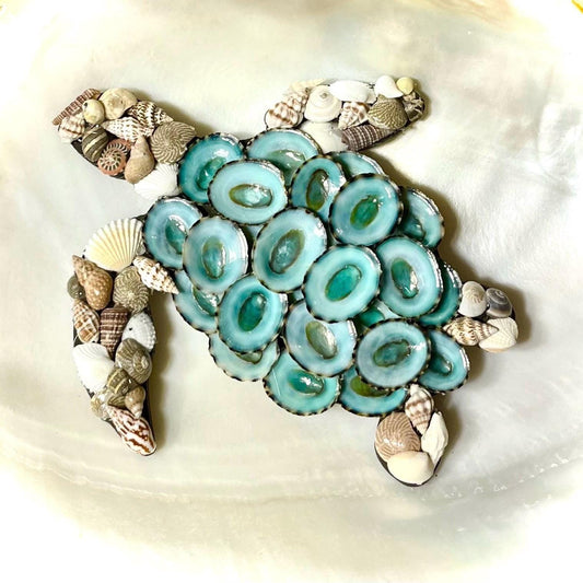 Sea Turtle Ornament, Nautical Decor, Gifts for Her, Personalized, Beach Remembrance, Outer Banks, Seashells, Magnet, Table Sitter
