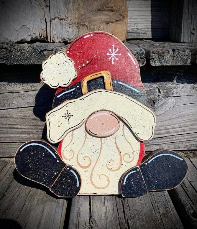 Personalized Santa Gnome: Hand Cut Wooden Winter Decor